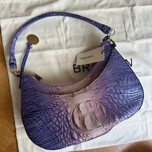 NWT 😍💜 Brahmin Small Bekka Very Peri Purple Croc-Embossed Shoulder Bag